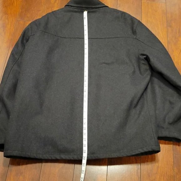 Pinstripe Men's Wool Blend Coat- Gray- Size L - Picture 9 of 10